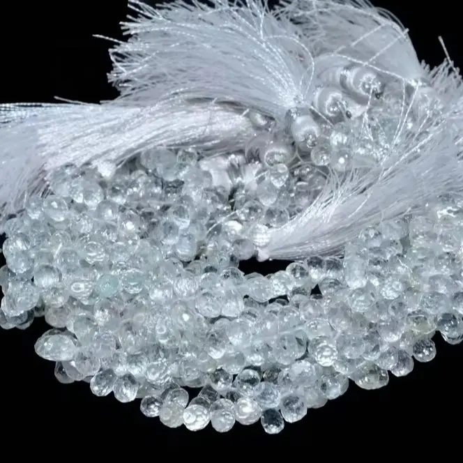 100% arrivo naturale chiaro topazio bianco sfaccettato gocce di forma perline topazio bianco naturale goccia per la creazione di gioielli