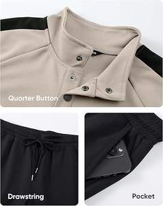 Ensemble de survêtement décontracté 2 pièces pour homme : sweat-shirt léger à boutons et pantalon de jogging - Product Image 4