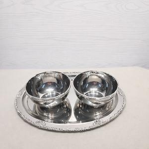 Set Of 2 Decorative Chocolate <b>Bowl</b> With Plate Fantastic Design Stainless Steel Dates <b>Snacks</b> <b>Bowl</b> At Attractive Price - Product Image 3
