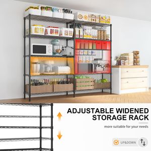 Scaffalatura a 5 Ripiani in Filo Metallico NSF, Capacità di Carico 1500 Libbre, 147 x 46 x 183 cm, Struttura in Metallo e Plastica, Ripiani Regolabili - Product Image 3