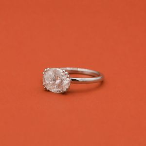 Iced Out S925 Silver <b>Moissanite</b> <b>Oval</b> Solitaire Diamond Hidden Halo Proposal <b>Engagement</b> <b>Ring</b> For Her - Product Image 3