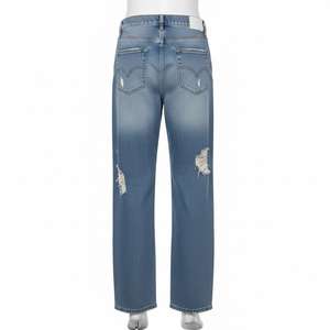 Nouveau Jean en Denim Femme Grande Taille Taille Haute Jambe Large Décontracté à Trous et Pompons en Coton Personnalisé Vente en Gros - Product Image 6