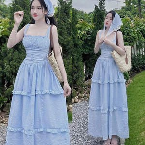 Robe longue sexy pour femme à manches courtes, unie et simple, taille naturelle, en soie, alliant parfaitement élégance, confort et décontracté - Product Image 3
