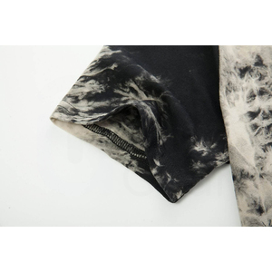 Camiseta Tie Dye para Hombre, Manga Corta, Cuello Redondo, Corte Regular Informal, Tejido Largo con Patrón, Negro y Blanco - Product Image 3