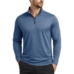 Pull à col roulé pour homme, sport, golf, fermeture éclair quart de tour, en molleton de coton, imprimé, écologique, tenue décontractée d'hiver - Product Image 1
