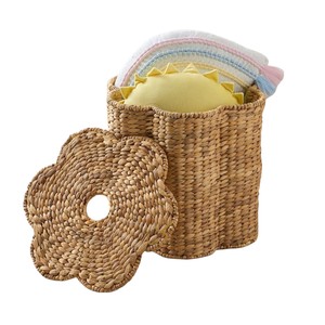 Cesta de Almacenamiento de Jacinto de Agua con Tapa, Cesto Organizador de Juguetes Tejido Festoneado, Cesto de Ropa para Guardería Infantil - Product Image 2