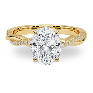 Anillo de Compromiso de Oro de 14K con Diamante Cultivado en Laboratorio, Chapado en Rodio, Banda Trenzada con Pavé, Joyería Fina para Mujer, Certificado para Aniversario de Bodas - Product Image 1