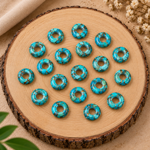 Colgante de Cobre Turquesa Liso en Forma de Donut de 15mm, Gema Facetada para Fabricación de Joyas, Sanación con Cristales, Reiki, Energía, Amuleto para Collar - Product Image 5