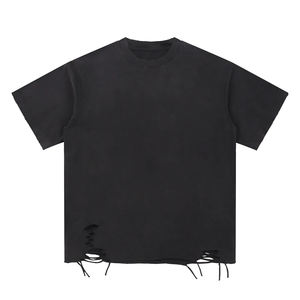 เสื้อยืดแขนสั้นทรงบ็อกซี่โอเวอร์ไซส์ สีพื้น สไตล์มินิมอล ลุคเท่ๆ แบบดิสเทรส สำหรับผู้ชายและผู้หญิง รุ่น Snow Wash - Product Image 1