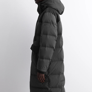Veste matelassée en coton à capuche pour homme, coupe régulière, coupe-vent, camouflage, manteau d'hiver avec col montant, logo sur le devant, poches zippées - Product Image 4
