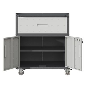 Gabinete de Herramientas Metálico Resistente con 1 Cajón y 2 Puertas con Cerradura, Almacenamiento Móvil de Alta Resistencia con Ruedas para Garaje - Product Image 4