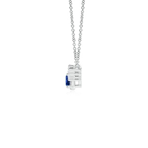 2.9G 14K Pure <b>Gold</b> Real Round 0.15Ctw Blue Sapphire With 0.11 Ct Diamond Curved Bar <b>Pendant</b> Vintage Inspired Top Quality <b>Pendant</b> - Product Image 2