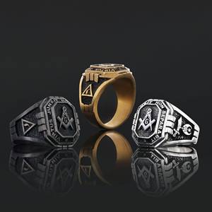Bague Maçonnique BOJ 001 Personnalisée Unisexe Franc-Maçon Personnalisé Texas Maître Maçon Bague Chevalière Hip Hop Argent Prix Bas - Product Image 1
