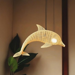 Wicker Fish Lighting Fish-Shaped <b>Lantern</b> Pendant Lighting <b>Rattan</b> Light - Product Image 1