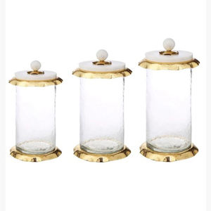 Couvercles dorés pour contenants à bonbons, ensemble de pots de cuisine de luxe, bocaux de conservation alimentaire en verre avec métal - Product Image 3