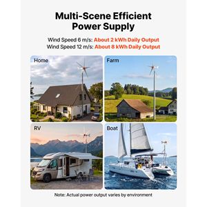 Kit générateur éolien 800W 12V à 5 pales avec contrôleur solaire hybride, aimant permanent triphasé efficace pour usage domestique - Product Image 3