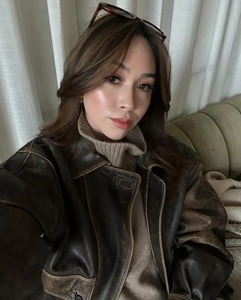 Oversized Vintage <b>Brown</b> <b>Leather</b> <b>Jacket</b> Women Distressed Retro Style Coat Casual Grunge 90s Outerwear Y2K Winter Fashion <b>Jacket</b> - Product Image 3