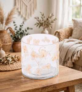 Portavelas de Vidrio Floral, Florero de Flores Prensadas, Portavelas Redondo Hecho a Mano, Linterna Decorativa Ligera y Grande para Decoración del Hogar y Bodas - Product Image 1