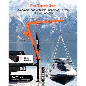 Grue de camion de 8 tonnes et 500 livres, grue télescopique rotative à 360 degrés avec treuil manuel et vérin hydraulique - Product Image 3