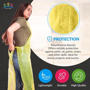 Delantales Desechables de Plástico Amarillo para Adultos, 28 x 46 Pulgadas, Paquete de 500, 1.5 Mil, Polietileno Resistente al Agua - Product Image 4