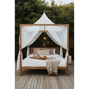 Cama de Día con Toldo de Teca Indonesiana Hecha a Mano para Proyectos de Resorts, Villas, Spas y Hostelería - Product Image 1