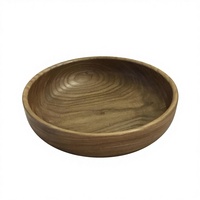 Bol à salade artisanal en bois d'acacia véritable poli, style moderne, antique et vintage, écologique, léger (0,4 kg), facile à transporter pour les fêtes