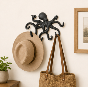 Heavy Duty Cast Iron Octopus Wall <b>Hook</b> Decorative Nautical Key Holder And Coat Rack <b>For</b> Entryway Bathroom & Mudroom Hanger - Product Image 6