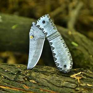 Navaja Plegable Multiusos con Hoja de Acero de 20.8cm, Punta de Gota, Perilla de Pulgar, Mango de Madera, Diseño Artístico, 0.5mm, 6.7in de Longitud Total, Afilada - Product Image 1
