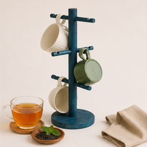 Modern Wooden Mug <b>Rack</b> Tree Heavy Duty Countertop Coffee Bar Station Organizer & Tea Cup <b>Drying</b> Stand for Home And Cafe Decor - Product Image 5
