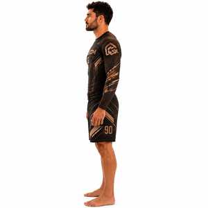 เสื้อรัดกล้ามเนื้อ BJJ พิมพ์ลายโลโก้ตามสั่ง แห้งเร็ว สำหรับผู้ชาย พร้อมกางเกง MMA แขนยาว คุณภาพสูง - Product Image 2