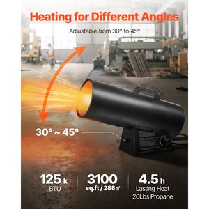 Stufa Portatile a Propano da 125000 BTU con Aria Forzata, Regolazione Temperatura Continua, Protezione di Sicurezza per Uso Domestico, Garage o Officina - Product Image 2