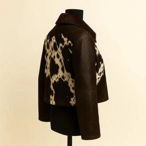 <b>Mens</b> Cowhide Leather Real Fur Skin Biker <b>Jacket</b> Black White Cow Asymmetrical Zip Moto <b>Jacket</b> Western Streetwear Coat Wholesale - Product Image 5