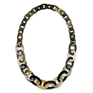 ทำด้วยมือ unisex คลาสสิกเชื่อมโยงห่วงโซ่สร้อยคอขายดีเครื่องประดับแฟชั่นทำจากวัสดุฮอร์นที่สมบูรณ์แบบของขวัญครบรอบ - Product Image 1