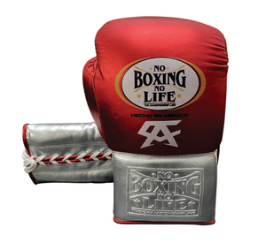 Hot Selling Red <b>Silver</b> No Boxing No Life Boxing <b>Gloves</b> Lace Up Muay Thai Closure 100% Genuine Leather Adult For Martial Arts - Product Image 2