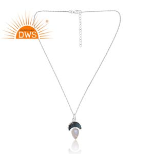 Collar con colgante de piedras preciosas de labradorita y Luna arcoíris Natural de Plata de Ley 925, joyería personalizada para mujer, regalo para H - Product Image 4