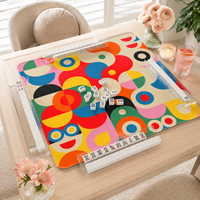 Tapis de Mahjong Américain Pliable en Néoprène Géométrique Rétro Coloré Personnalisé 33 Pouces 3mm Design Original pour Table de Jeu de Poker Vente en Gros