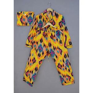 Comfy Floral Print Pajama <b>Set</b> Soft Comfortable Indian Hand Block Nightwear Long PJ-<b>Set</b> Bridesmaids Sexy Stylish Spring Summer - Product Image 3