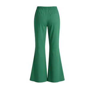 Pantalones Acampanados Personalizados para Mujer, Cintura Media Elástica, 100% Algodón, Ecológicos, Fabricante de Ropa OEM ODM, Venta al Por Mayor - Product Image 5