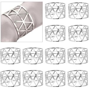 Set di 12 Anelli Portatovaglioli in Argento con Design Traforato per Matrimoni e Decorazioni da Tavola per Riunioni Familiari - Product Image 1