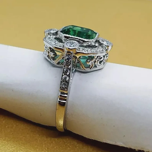 2.50Ct Art Deco Asscher Cut Moissanite Green <b>Emerald</b> Sterling <b>Silver</b> Rhodium Plated Prong Set Wedding Engagement <b>Ring</b> Freshwater - Product Image 3
