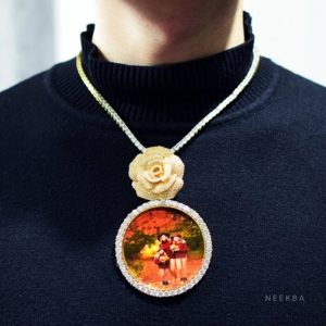จี้รูปทรงกลมขนาดใหญ่แบบกำหนดเอง Rose Bail - จี้เงิน 925 ประดับโมอิสซาไนต์ เครื่องประดับแทนเพชรที่ผลิตอย่างแม่นยำ - Product Image 6