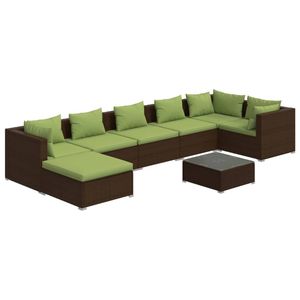 Set da salotto in Poly Rattan marrone 8 pezzi con cuscini Set da giardino - Product Image 2