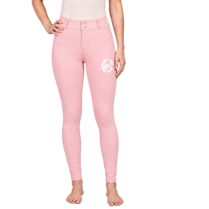 Pantalones de equitación para mujer, color rosa claro, cintura alta, elásticos, leggings para montar a caballo, pantalones de entrenamiento profesionales con bolsillo - Product Image 1