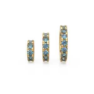 Colgante redondo de topacio azul de Londres de oro de 14k, Soporte redondo para colgante de topacio azul, Conector de banda redondo de topacio azul Eternity, Marzo - Product Image 3