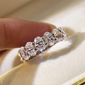 High Quality Oval Cut Real Moissanite Full Diamond <b>Ring</b> 925 Sterling Silver Wedding Band For Women Luxury Fashion Jewellery - Product Image 3