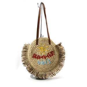 Bolso Redondo de Yute Hecho a Mano de Primera Calidad, Bolso de Hombro Casual para Mujer - Product Image 3