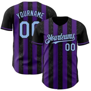 Camiseta de Béisbol Premium Negra y Morada, Estampada, Manga Corta, 100% Poliéster, Transpirable y Absorbente de Humedad, para Todas las Temporadas - Product Image 1