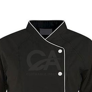 Chaqueta de Chef Transpirable, 100% Poliéster Tejido, Uniforme de Cocina, Manga Larga, Diseño con Botones al Frente, para Restaurante, Panadería, Hotel - Product Image 3