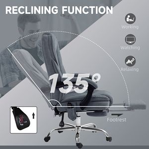 Sedia da Ufficio Massaggiante Grigio Antracite, Reclinabile e Riscaldata, con Poggiapiedi Regolabile in Altezza, per Dirigenti, Realizzata in Legno - Product Image 6