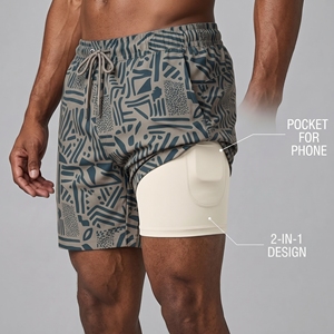 Short de bain personnalisé pour hommes, imprimé sur toute la surface, séchage rapide, short de plage, taille élastique avec cordon de serrage, pour le surf et la natation - Product Image 1